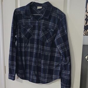 Columbia Men's Navy and Gray Plaid Shirt